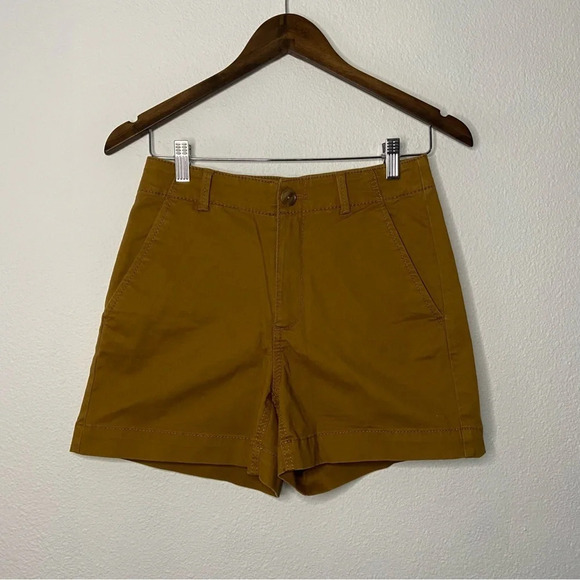 LOFT High Waist Twill Shorts Size 00 Brown Bronze NEW “The Washed Twill Short” - Picture 15 of 15